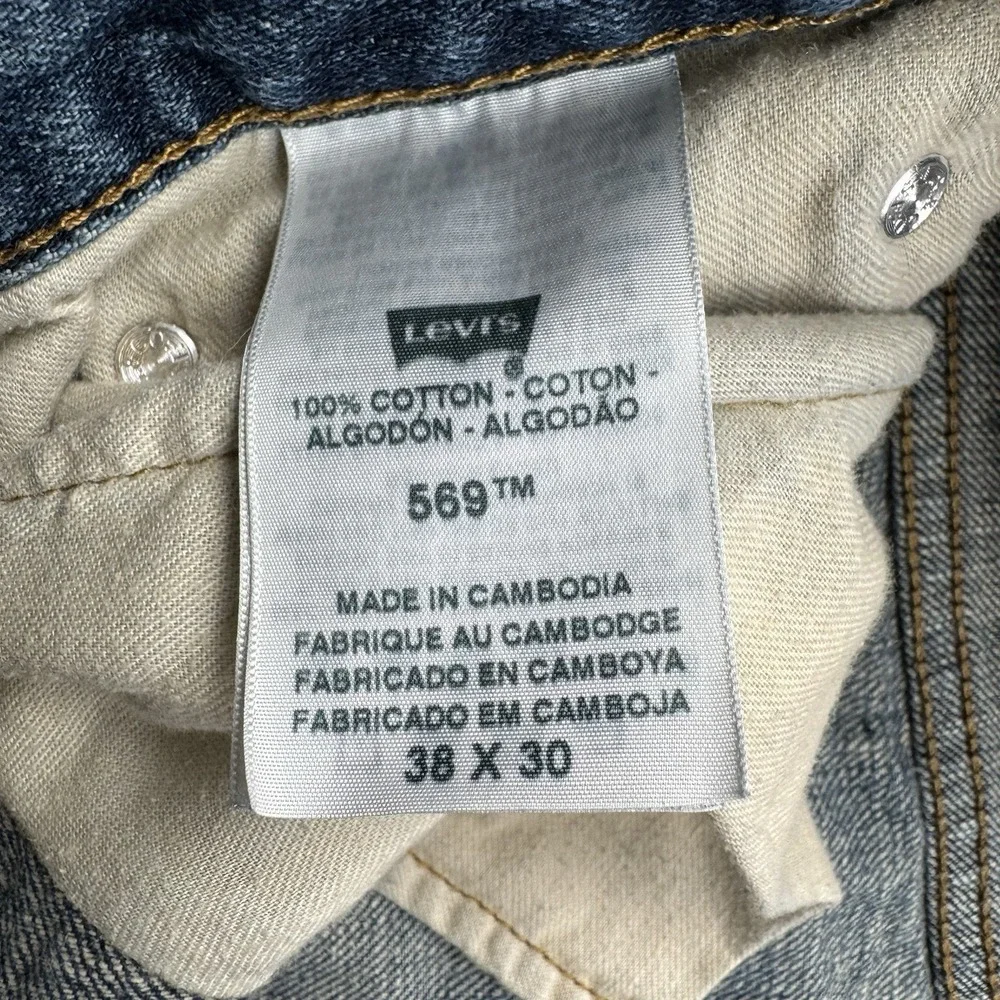 Levis Jeans Mens Sz 38x30 569 Loose Fit Straight Leg Denim Pants Baggy Whiskered